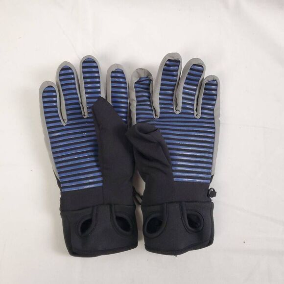 K-Swiss Men’s Winter Snow Gloves Black/Gray Soft Shell L-XL Blue Stripe Grip - Picture 3 of 5